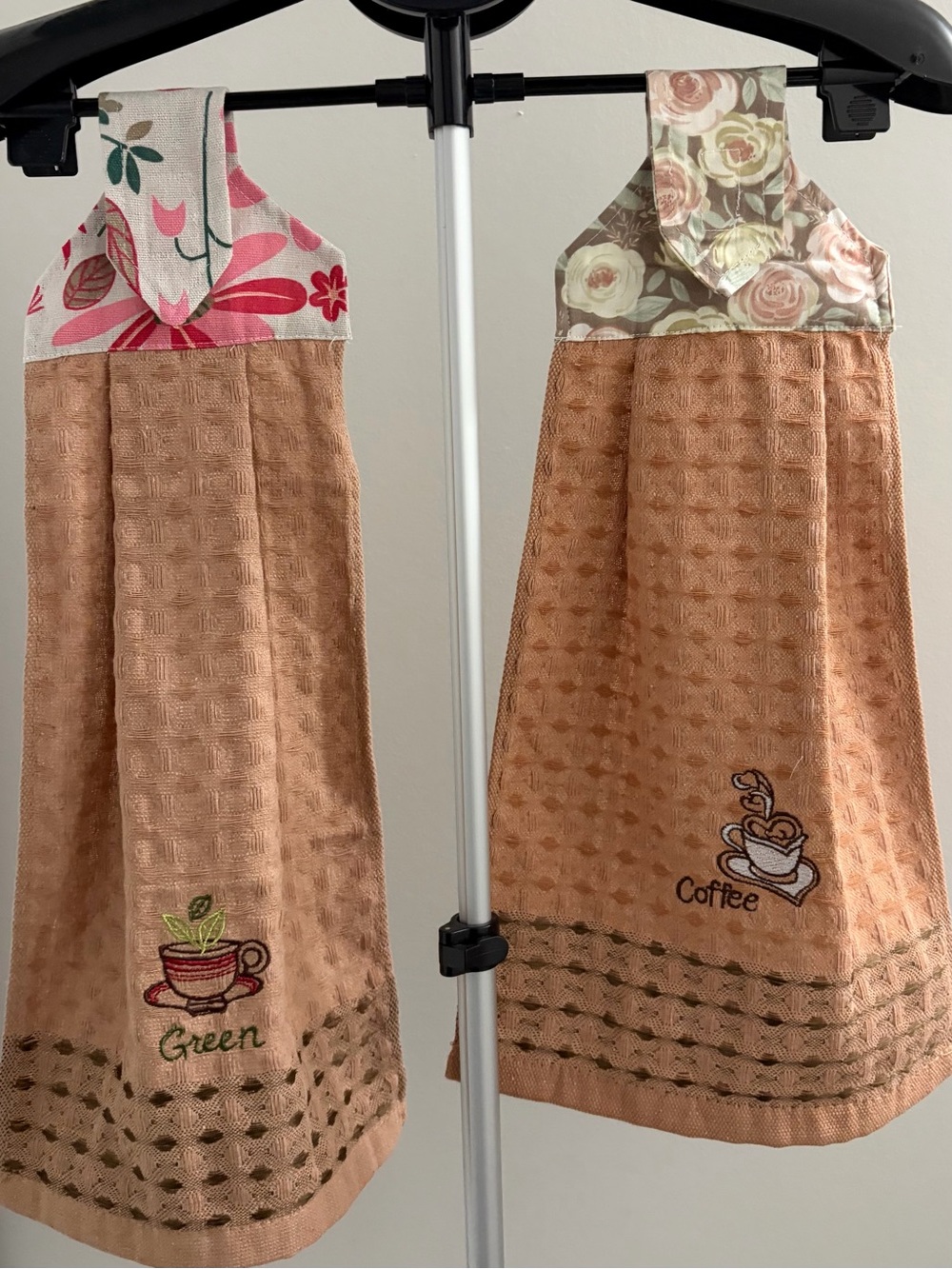 Embroidered new Coffee & Green Tea Kitchen Hanging Towels